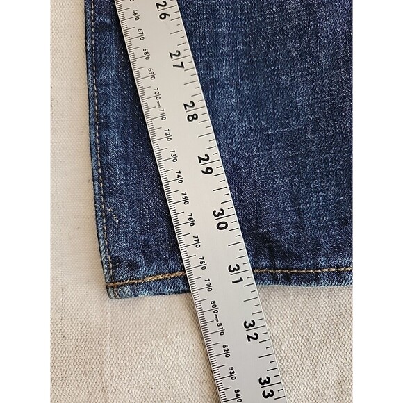 Levis 501 Jeans Mens 36x31 Button Fly Straight Cotton Dark Blue Mid Distressed - Picture 3 of 16